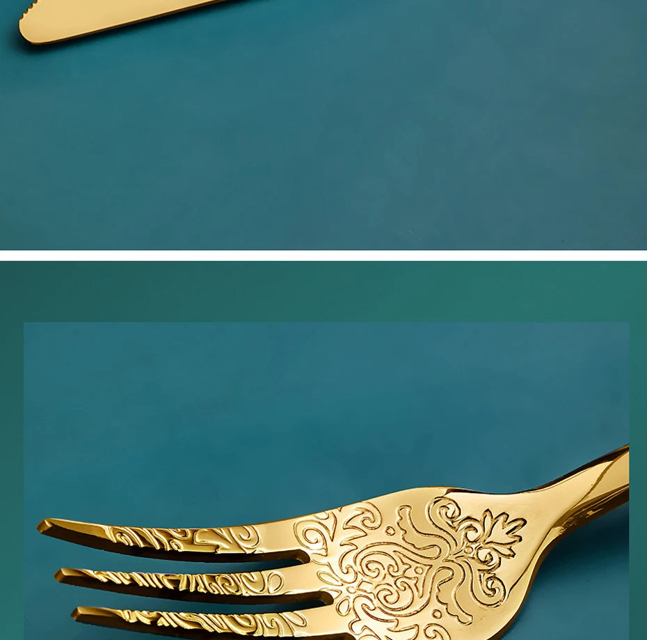 Silverware set with 16/24 stainless steel gold cutlery pieces from ๐๐ ๐๐๐ ๐น๐๐๐๐ ๐ป๐๐๏ฟฝ