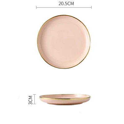Pink, black, and gold inlay ceramic dinner plate from 𝕄𝕔 𝕋𝕙𝕖 𝔹𝕝𝕒𝕔𝕜 𝔻𝕚𝕒𝕞�