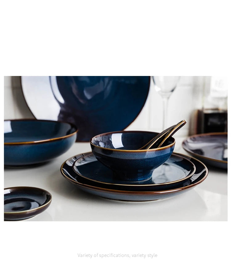 Deep blue ceramic dinnerware set from ๐๐ ๐๐๐ ๐น๐๐๐๐ ๐ป๐๐๐๐ ๐๏ฟฝ