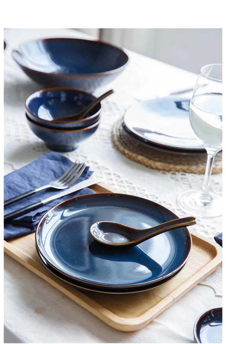 Deep blue ceramic dinnerware set by ๐๐ ๐๐๐ ๐น๐๐๐๐ ๐ป๐๐๐๐ ๐๏ฟฝ