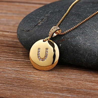 Nidin initial letter necklace for women and girls, copper charm pendant with CZ stones, featuring the letter A, jewelry by 𝕄𝕔 𝕋𝕙𝕖 𝔹𝕝𝕒𝕔𝕜 �
