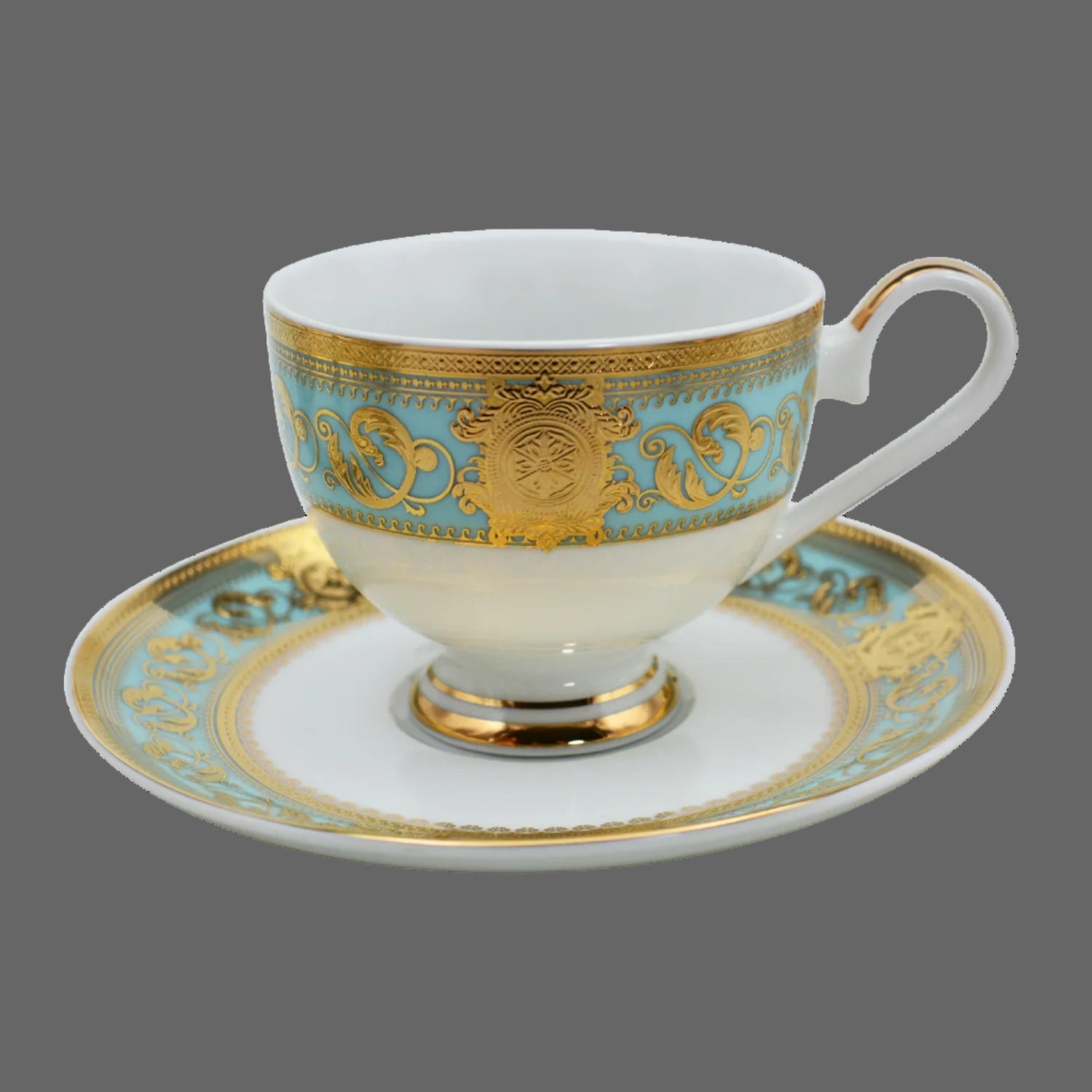 Elegant gold embossed porcelain dinnerware set by MC THE BLACK DIAMOND featuring luxurious bone china with intricate embossed details.