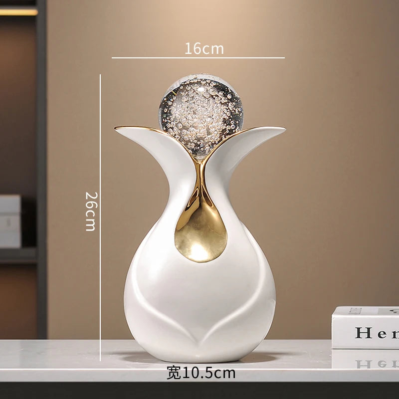 Modern Art Ceramic Ornaments Crystal Ball Feng Shui Home Decor Living Room Wine Cabinet TV Cabinet Office Decorative Figurines - 𝕄𝕮 𝕋𝕙𝕖 𝔹𝕝𝕒𝕔𝕜 𝔻𝕚𝕒𝕞𝕠𝕟𝕕