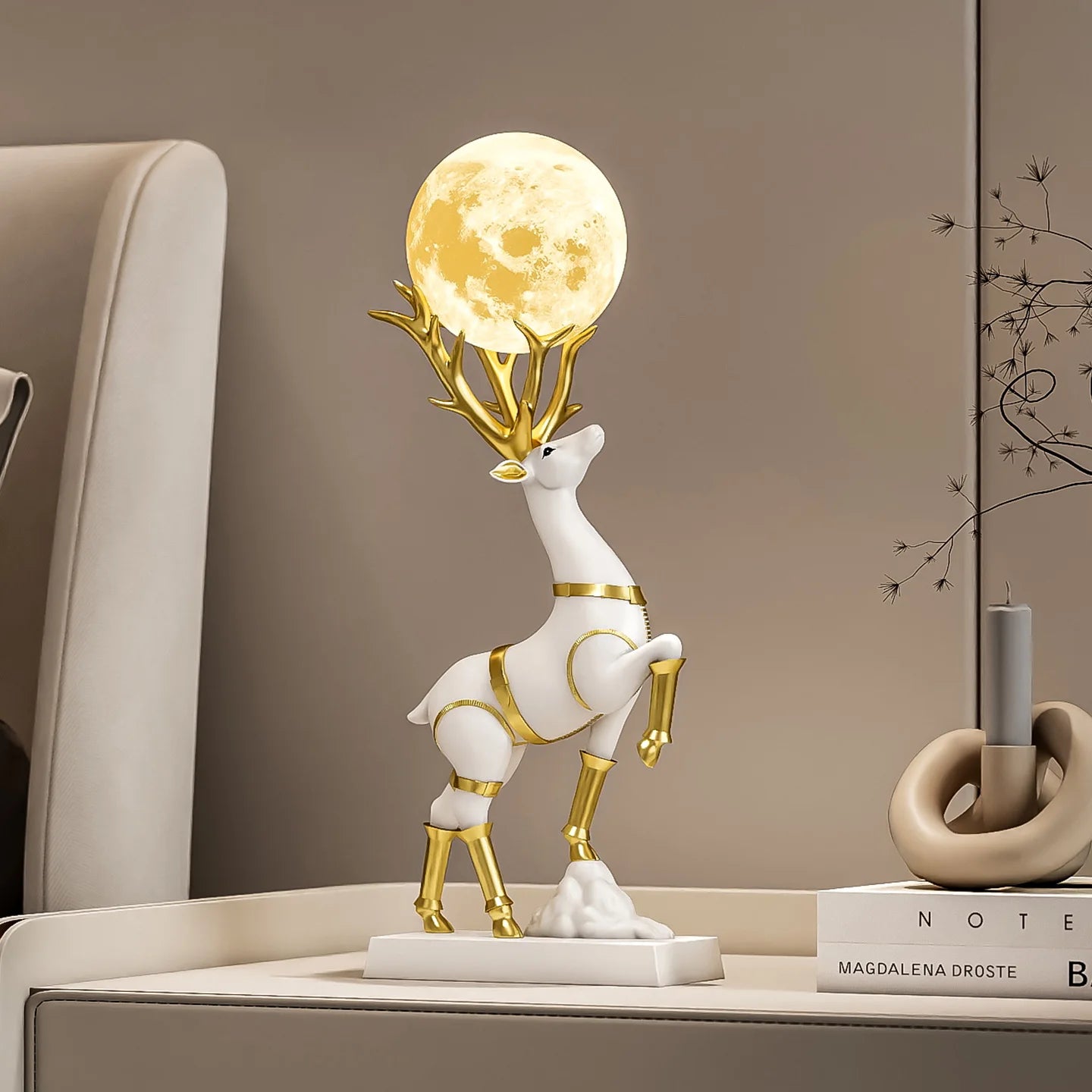 Nordic Luxury Decor Lucky Deer Figurine Living Room Office Desk Decoration Bedroom Night Light Modern Home Art Accessories Gifts - 𝕄𝕮 𝕋𝕙𝕖 𝔹𝕝𝕒𝕔𝕜 𝔻𝕚𝕒𝕞𝕠𝕟𝕕