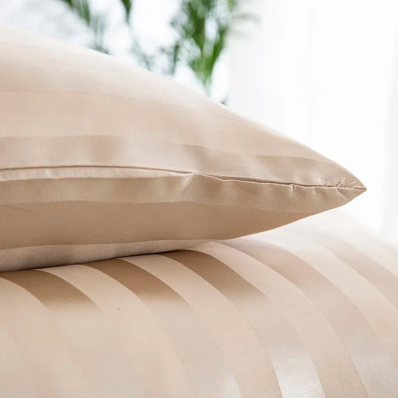 Luxury ivory white satin striped duvet cover set by 𝕄𝕔 𝕋𝕙𝕖 𝔹𝕝𝕒𝕔𝕜 𝔻𝕚𝕒𝕞𝕠�
