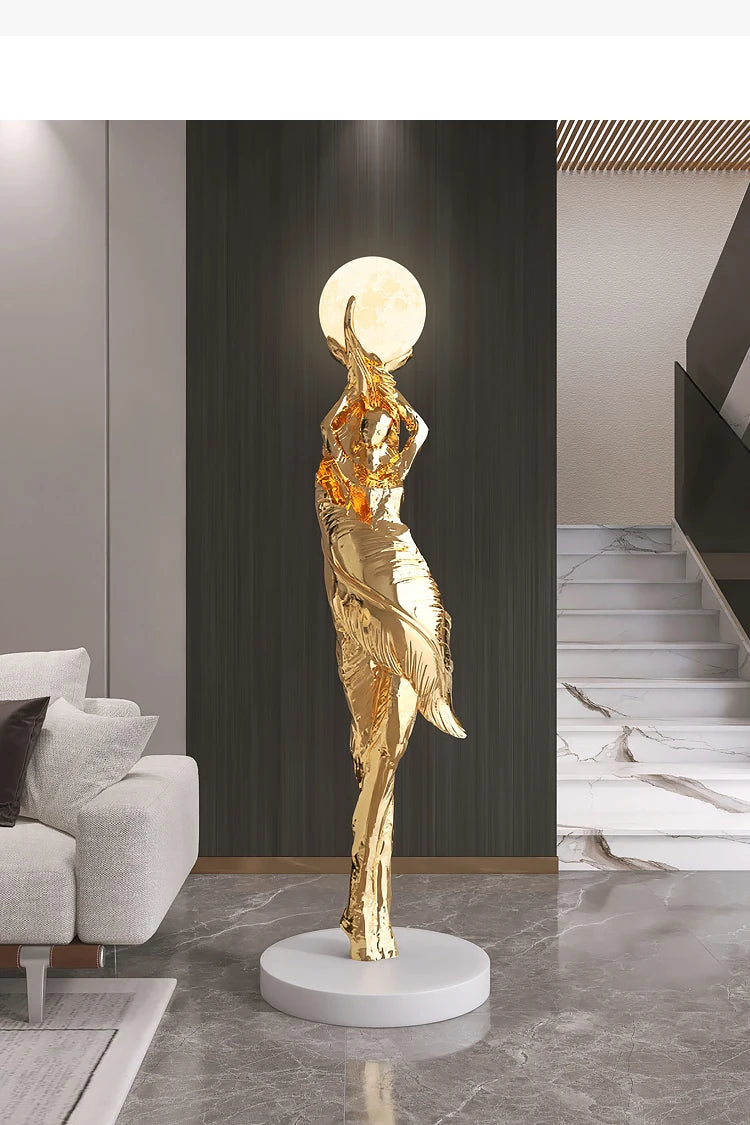 Modern HomeDecor Abstract Feather Girl Art Sculpture Ornament Large Size Figure Statue Living Room Floor Decor Resin Crafts Gift - https://mohammadcollection.com