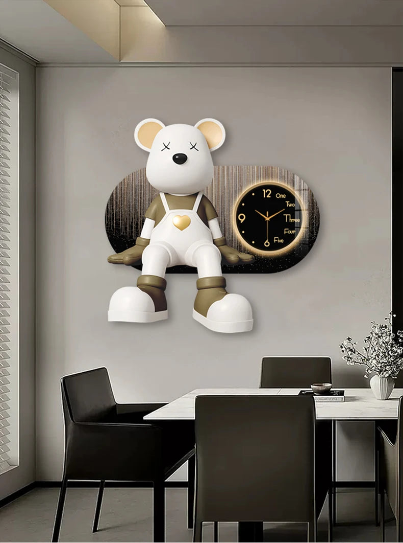 Creative Living Room Decoration Wall Clock Modern Design Cartoon Bear LED Clock Wall Painting Children Room Clock Luminous Mute - ๐๐ฎ ๐๐๐ ๐น๐๐๐๐ ๐ป๐๐๐๐ ๐๐