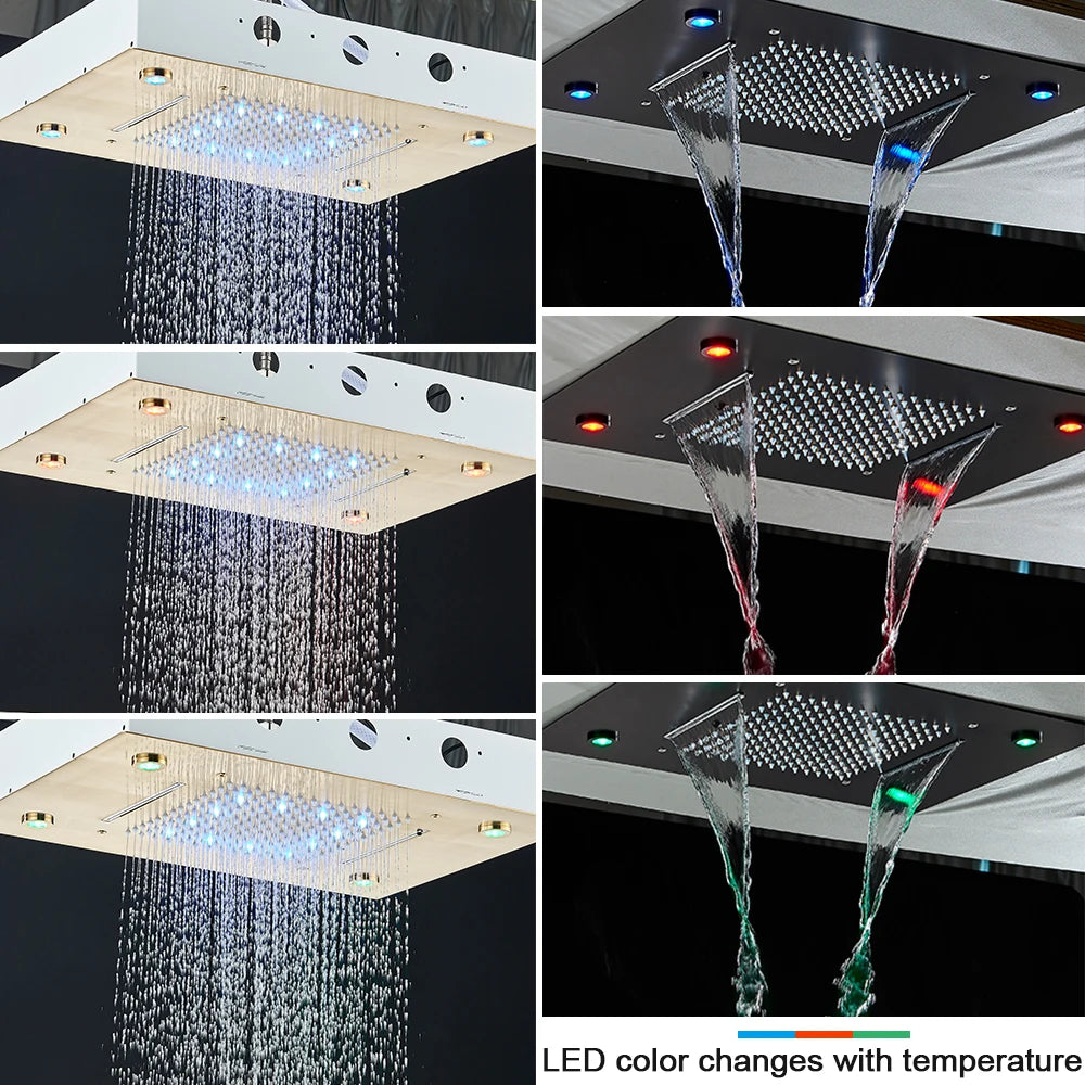 Black thermostatic bathroom shower faucet set with dual controls, modern design, and sleek finish from šš ššš š¹šššš š»šļæ½