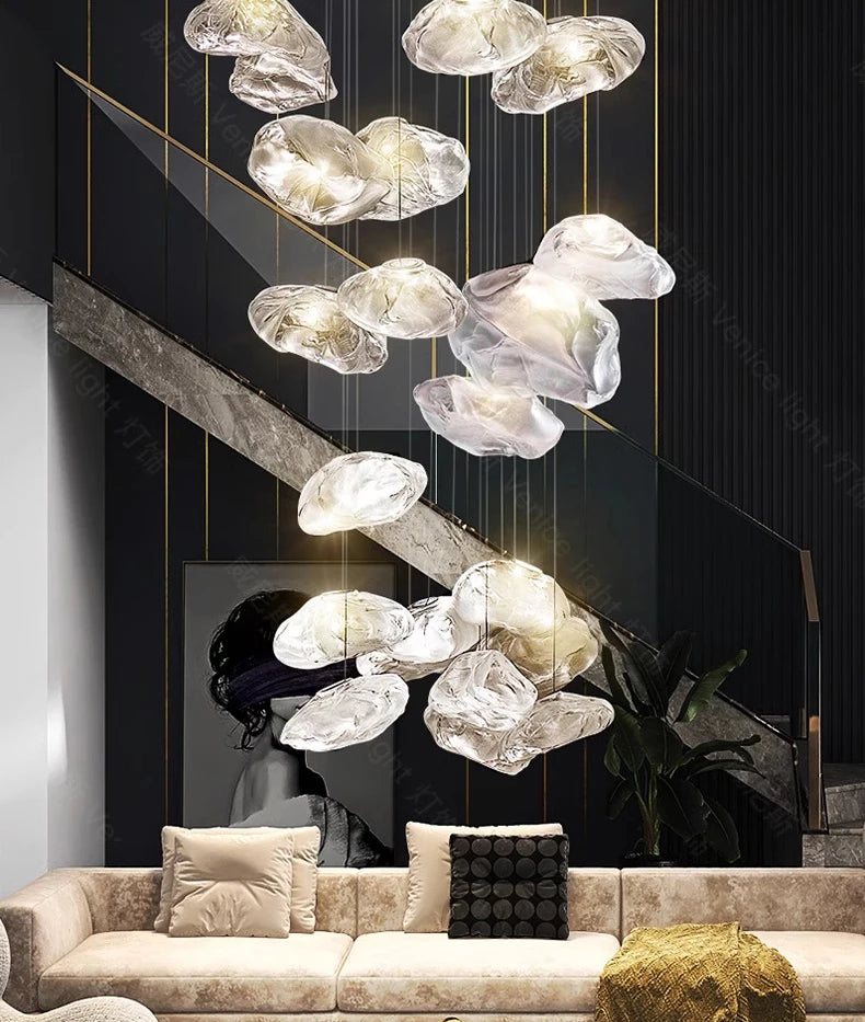 Modern crystal chandelier by MC THE BLACK DIAMOND featuring multiple hanging crystal prisms and a sleek contemporary design.