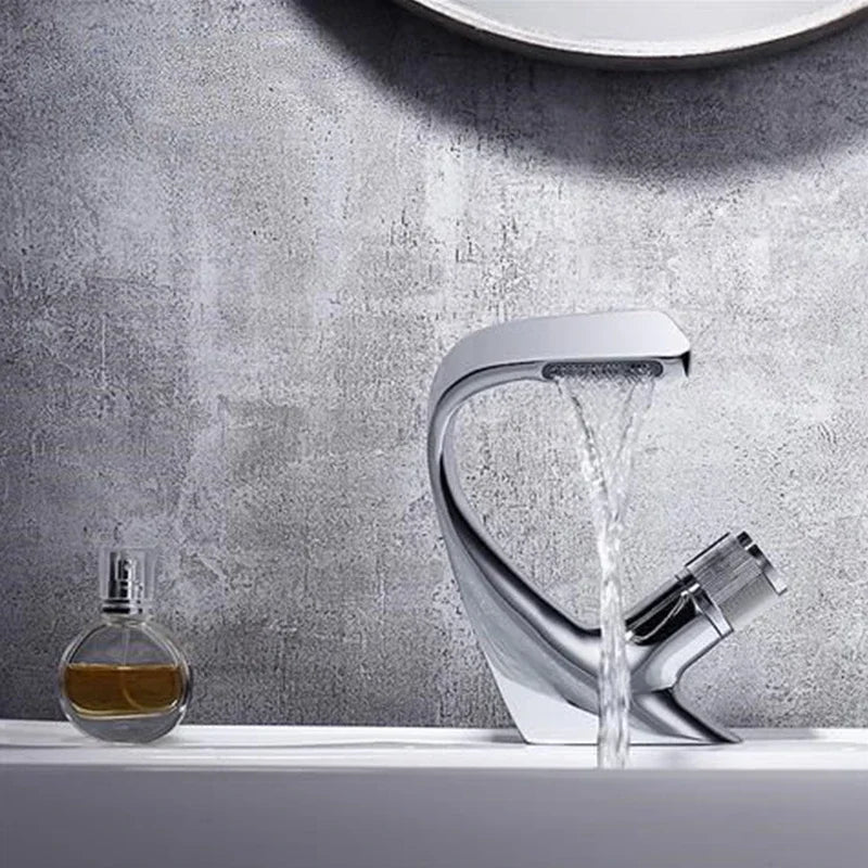 Waterfall faucet Stainless steel hot and cold water faucet G1/2 (20 mm) thread Wash basin faucet High-end art - https://mohammadcollection.com