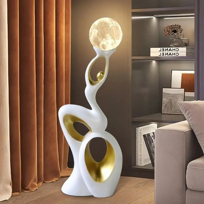 MC THE BLACK DIAMOND home decor sculpture figurine of a dancing animal with a moon lantern, resin ornament for living room decoration