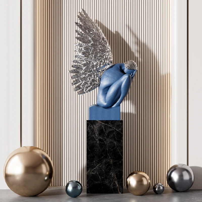 MC THE BLACK DIAMOND wing sculpture, stylish desk decoration statue, high-end art ornament for hotel and club interior decor