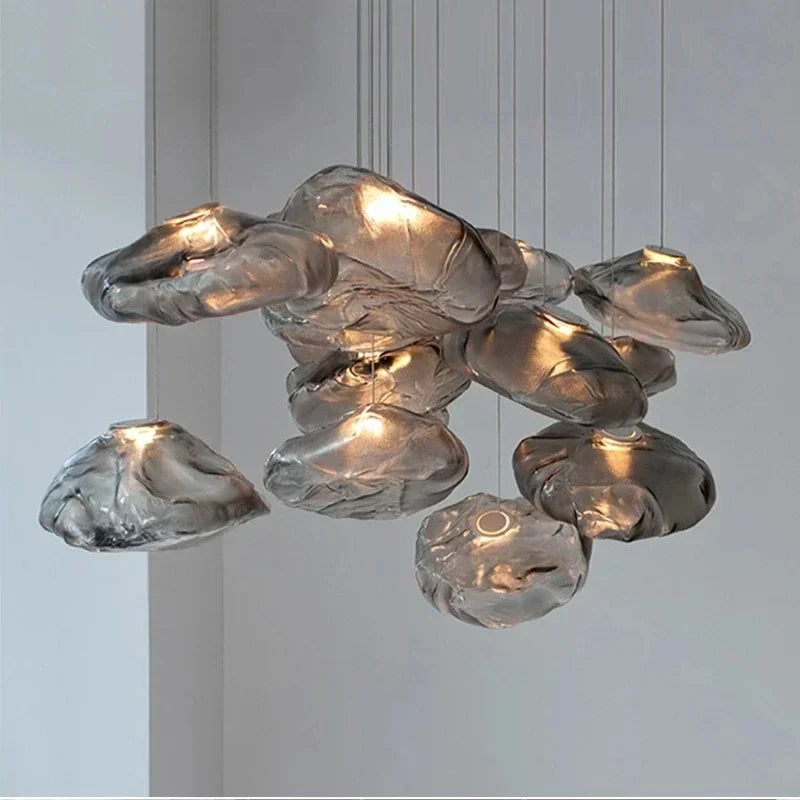 Modern Cloud Design Smoky Grey Glass Pendant Light Art Hanging Lamp Decorative Blown Glass Pendant Lamp Restaurant Chandelier - https://mohammadcollection.com