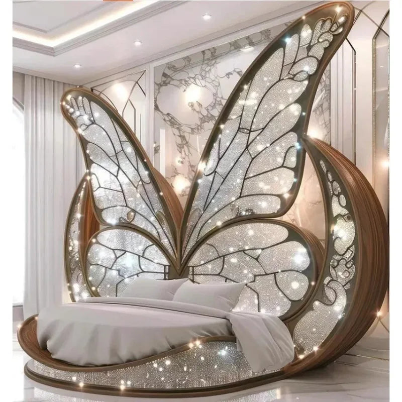 Princess Butterfly Bed Villa Solid wood 2m bed 15 high French luxury bed bedroom custom - https://mohammadcollection.com