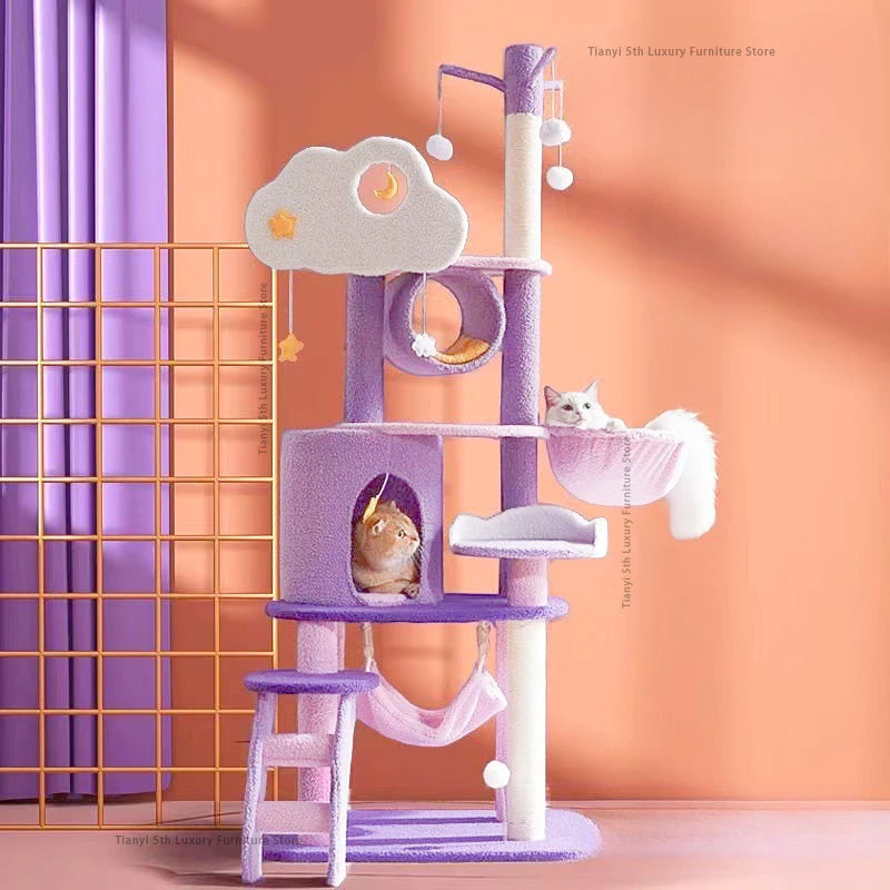 MC The Black Diamond Nordic Cat Climbing Frame and Space Capsule Tree, a luxury designer cat condo house with climbing and lounging areas.