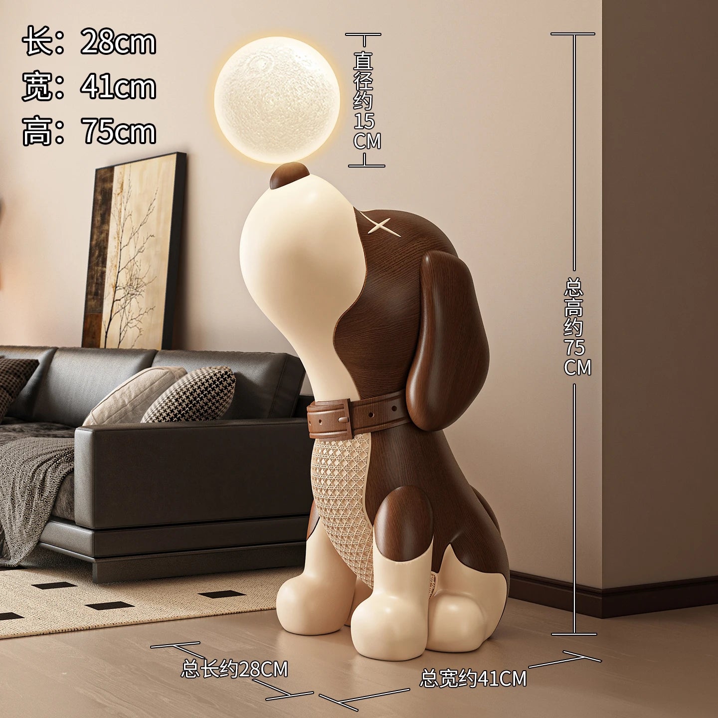 Nordic Art Home Decor Luminous Beagle Dog Statue Creative Living Room Large Welcome Sculpture Floor Decoration Housewarming Gift - 𝕄𝕮 𝕋𝕙𝕖 𝔹𝕝𝕒𝕔𝕜 𝔻𝕚𝕒𝕞𝕠𝕟𝕕