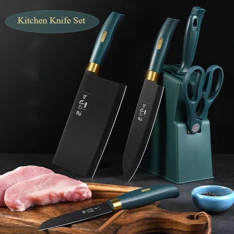 Portable Mc The Black Diamonds kitchen knife set featuring a durable, wear-resistant slicing and meat cutting chef knife.