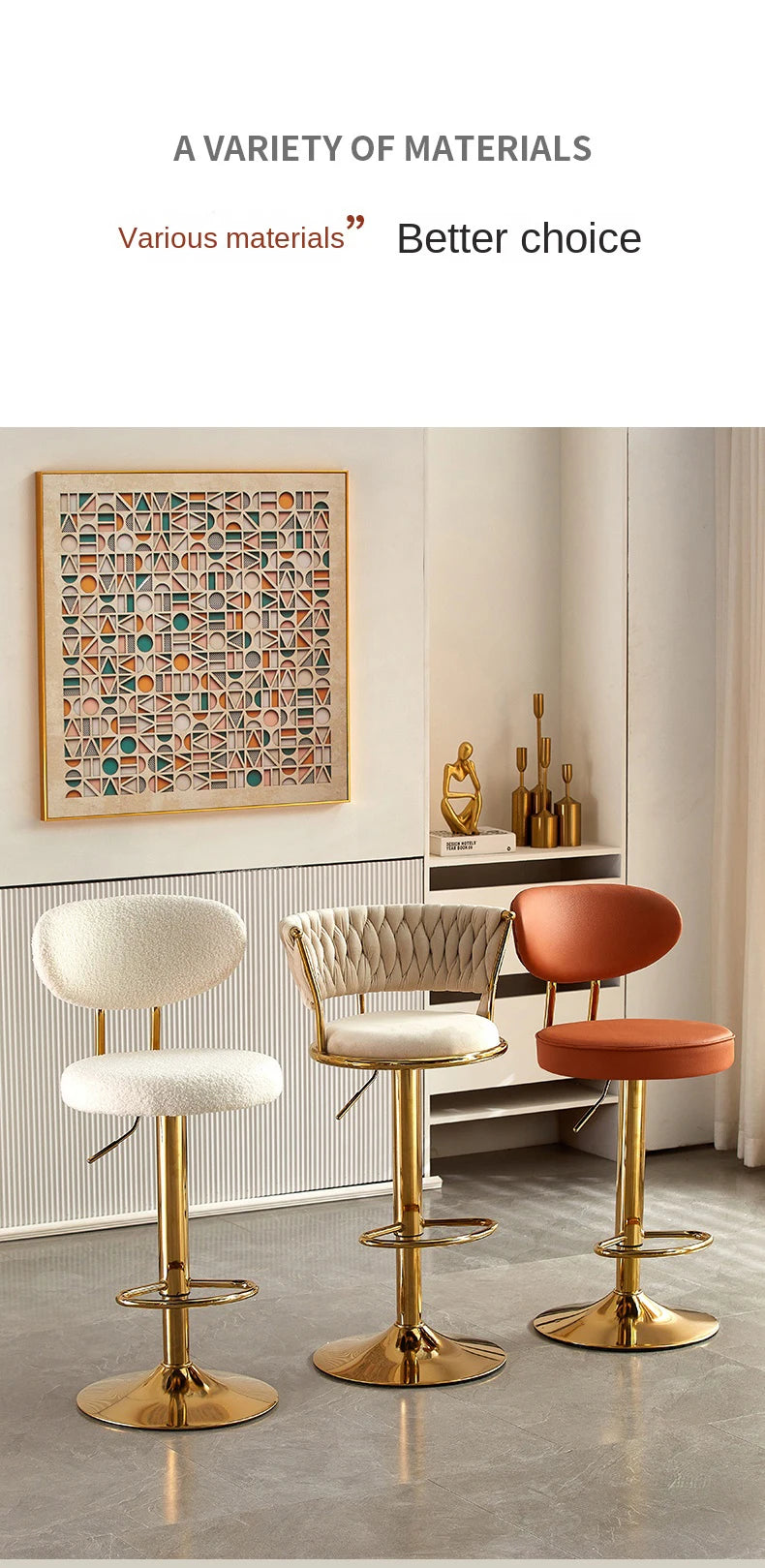 Rotating Lifting Bar Chair, High Foot Stool, Nordic Furniture, Backrest, Velvet Bar Stool, Bar Stools For Kitchen, Counter Stool - ๐๐ฎ ๐๐๐ ๐น๐๐๐๐ ๐ป๐๐๐๐ ๐๐