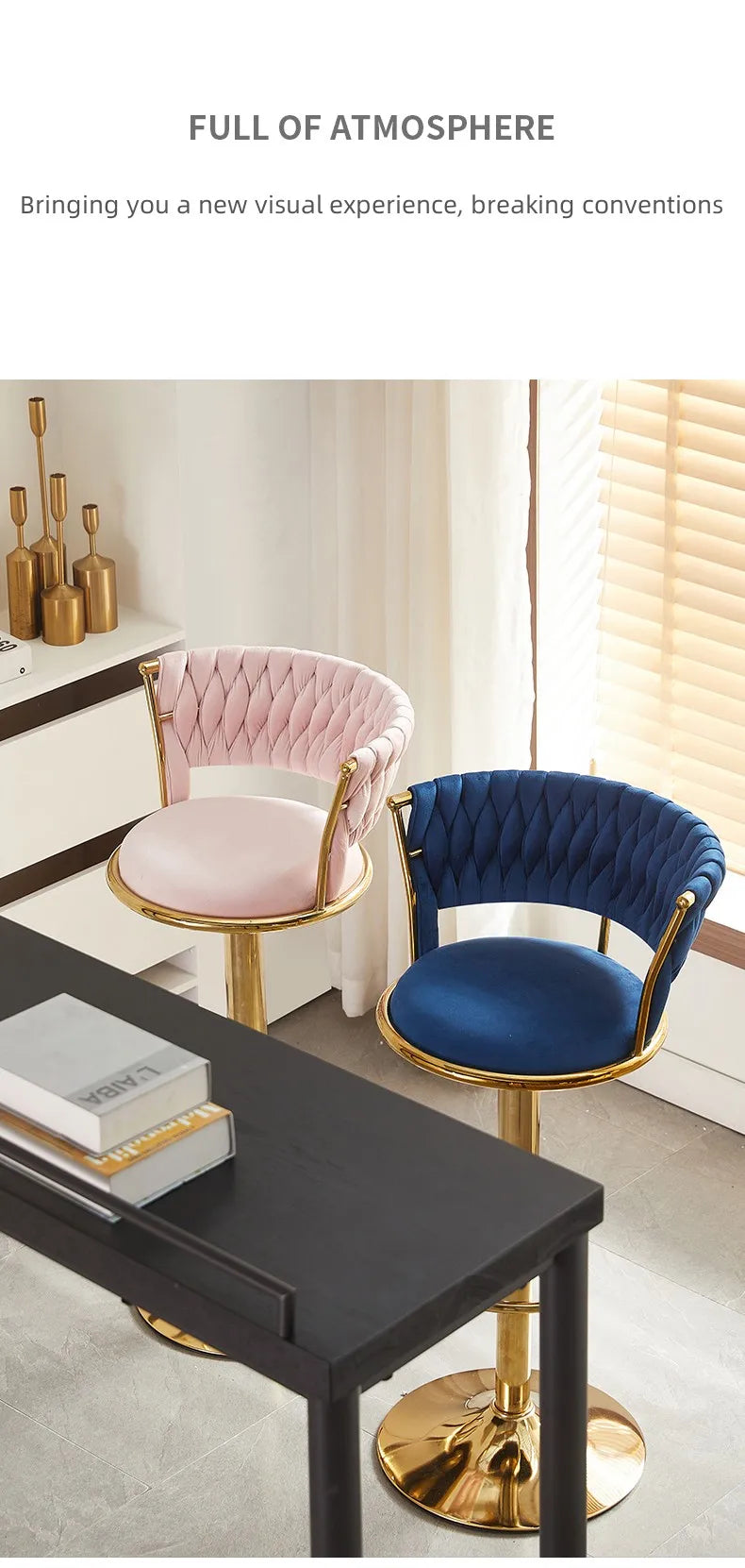 Rotating Lifting Bar Chair, High Foot Stool, Nordic Furniture, Backrest, Velvet Bar Stool, Bar Stools For Kitchen, Counter Stool - ๐๐ฎ ๐๐๐ ๐น๐๐๐๐ ๐ป๐๐๐๐ ๐๐