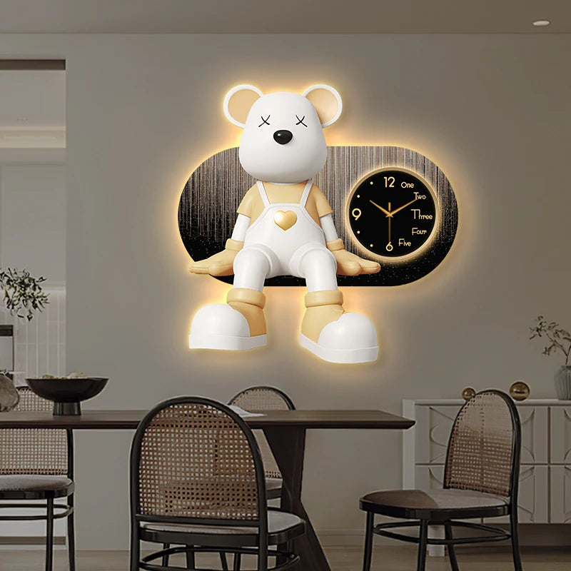 Creative Living Room Decoration Wall Clock Modern Design Cartoon Bear LED Clock Wall Painting Children Room Clock Luminous Mute - ๐๐ฎ ๐๐๐ ๐น๐๐๐๐ ๐ป๐๐๐๐ ๐๐