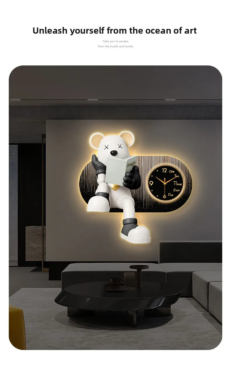 Creative Living Room Decoration Wall Clock Modern Design Cartoon Bear LED Clock Wall Painting Children Room Clock Luminous Mute - ๐๐ฎ ๐๐๐ ๐น๐๐๐๐ ๐ป๐๐๐๐ ๐๐
