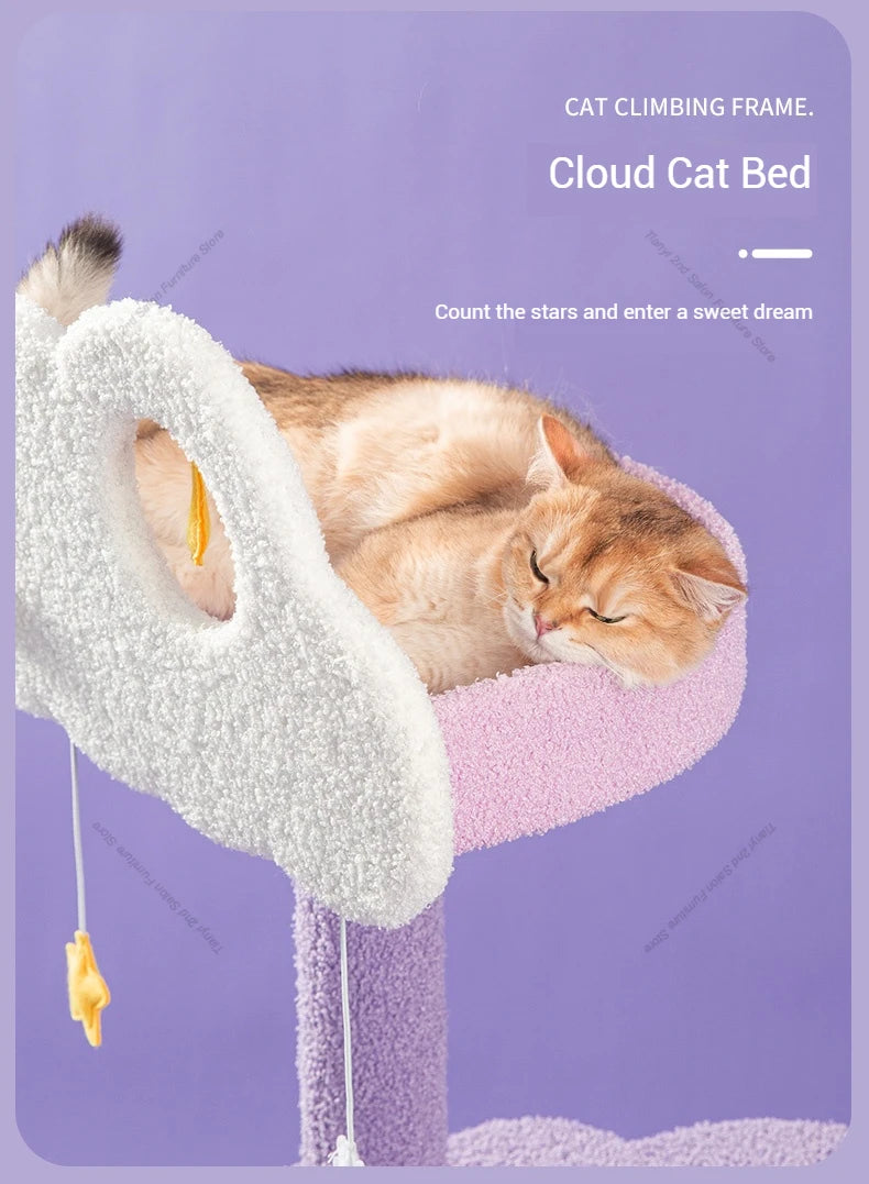 MC THE BLACK DIAMOND Nordic Cat Climbing Frame, a luxury space capsule tree and condo house for cats, with cozy resting areas and climbing posts.