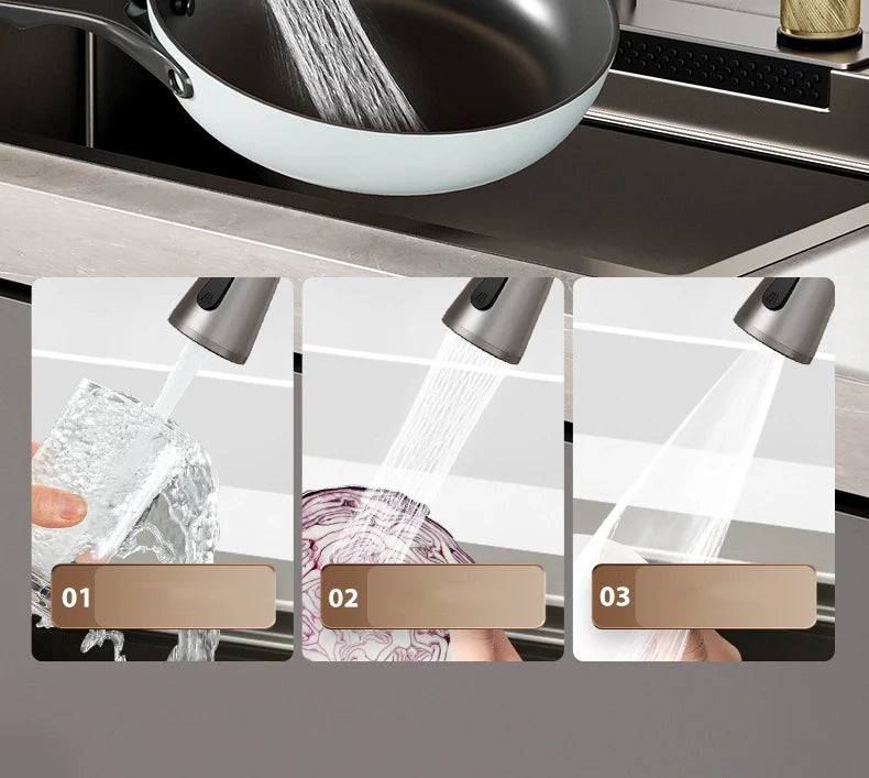 Black nano kitchen sink faucet with waterfall spout, single bowl design, soap dispenser, stainless steel finish, by šš ššš š¹šššš š»ļæ½