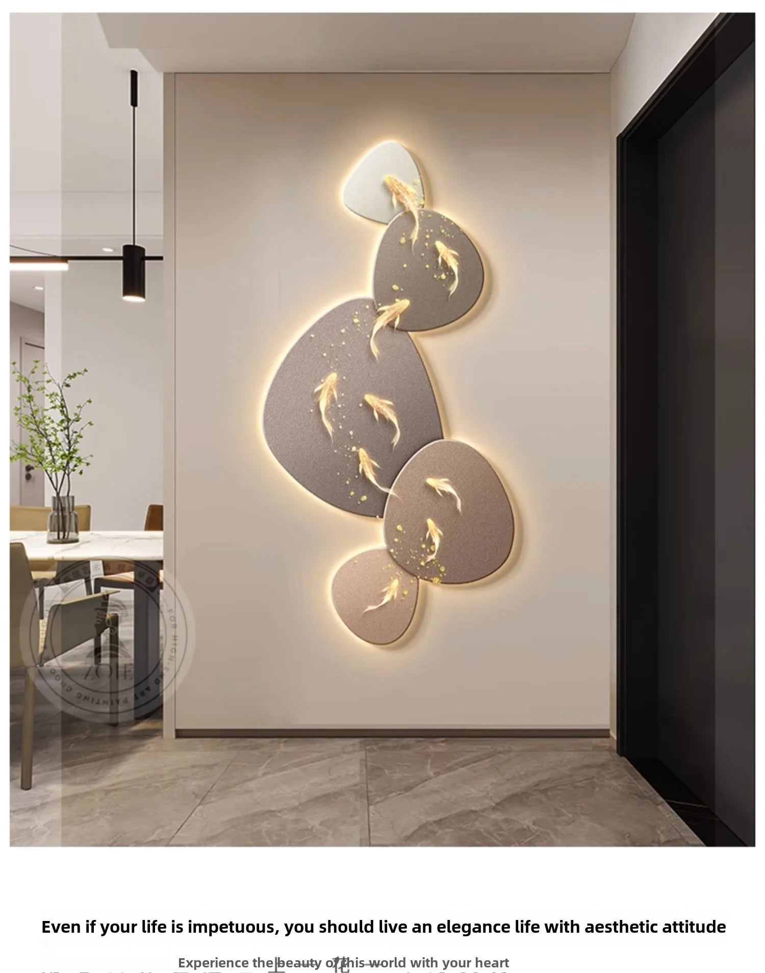 Home Art Decor Nine Fish Map Lamp painting Light Luxury Corridor Aisle Wall Decoration Luminous Murals High-end Hanging Painting - ๐๐ฎ ๐๐๐ ๐น๐๐๐๐ ๐ป๐๐๐๐ ๐๐