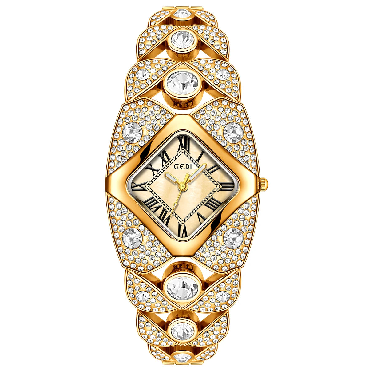 Womenโs luxury brand bracelet watch with diamond inlays, showcasing elegant design and shiny metal band by ๐๐ ๐๐๐ ๐น๐๐๐๐ ๐ป๐๏ฟฝ