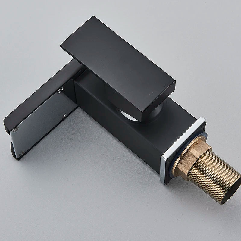 MC THE BLACK DIAMOND luxury black LED bath basin faucet with single handle, tall and short tap for hot and cold water.