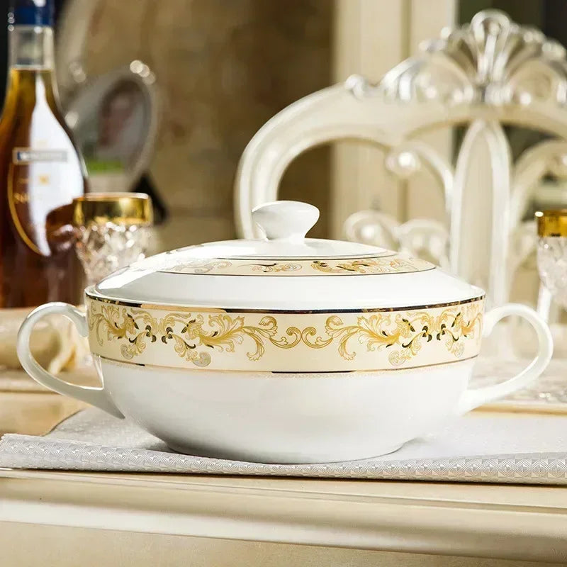 Luxury Golden Bone China ceramic dinner plates set by šš ššš š¹šššš š»šššš ļæ½