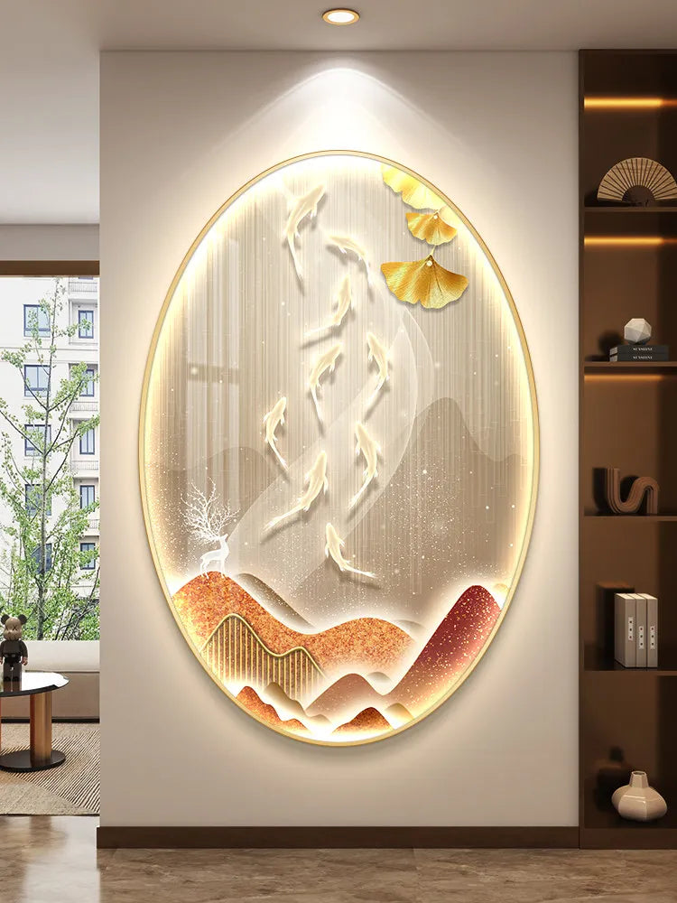 Light Luxury Wall Art Nine Fish Picture Entrance Wall Decor Aesthetic High End Living Room Corridor Luminous LED Light Painting - ๐๐ฎ ๐๐๐ ๐น๐๐๐๐ ๐ป๐๐๐๐ ๐๐