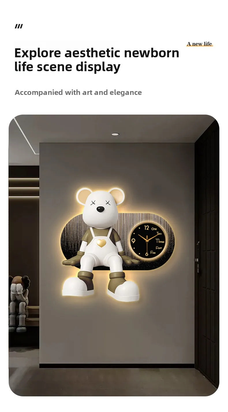 Creative Living Room Decoration Wall Clock Modern Design Cartoon Bear LED Clock Wall Painting Children Room Clock Luminous Mute - ๐๐ฎ ๐๐๐ ๐น๐๐๐๐ ๐ป๐๐๐๐ ๐๐