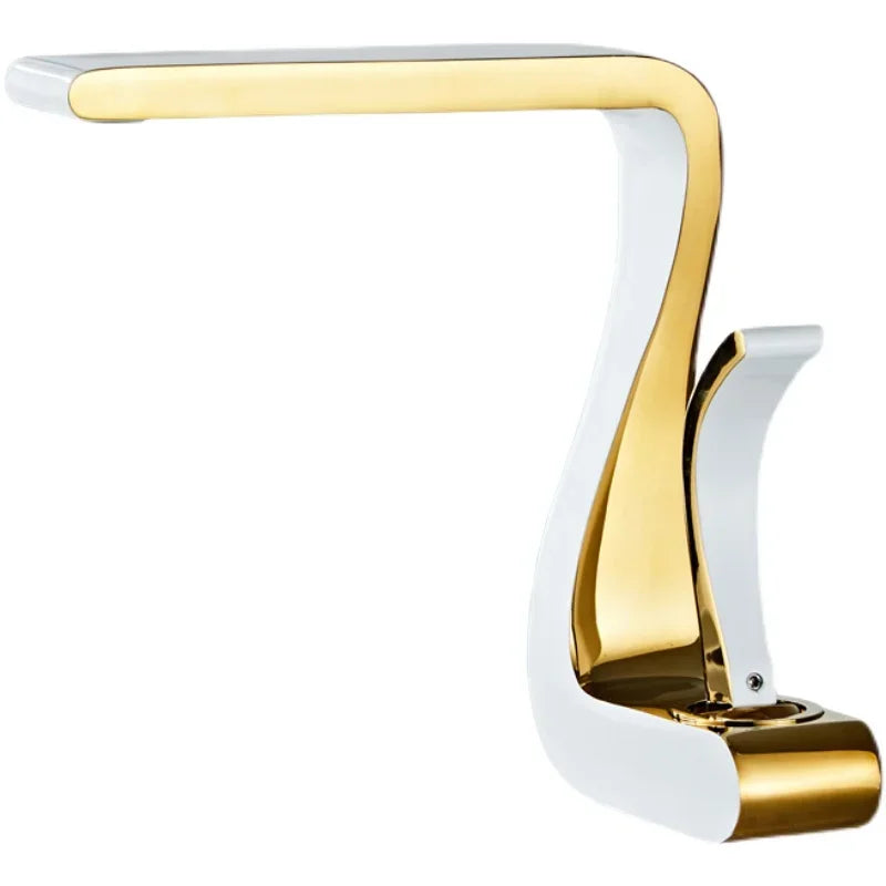 Luxury White Gold Bathroom Mixer Tap Brass Wash Basin Faucet Hot and Cold Water Sink Retro Faucet Single Hole Faucet Bathroom - https://mohammadcollection.com
