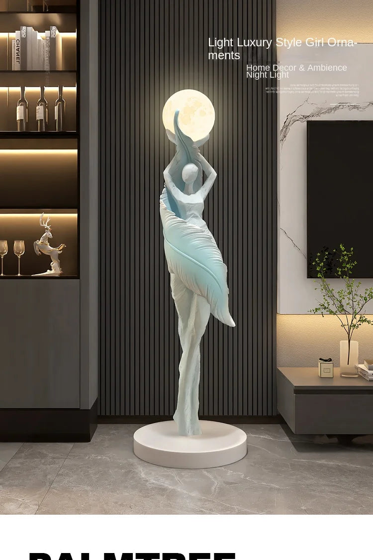 Modern HomeDecor Abstract Feather Girl Art Sculpture Ornament Large Size Figure Statue Living Room Floor Decor Resin Crafts Gift - https://mohammadcollection.com