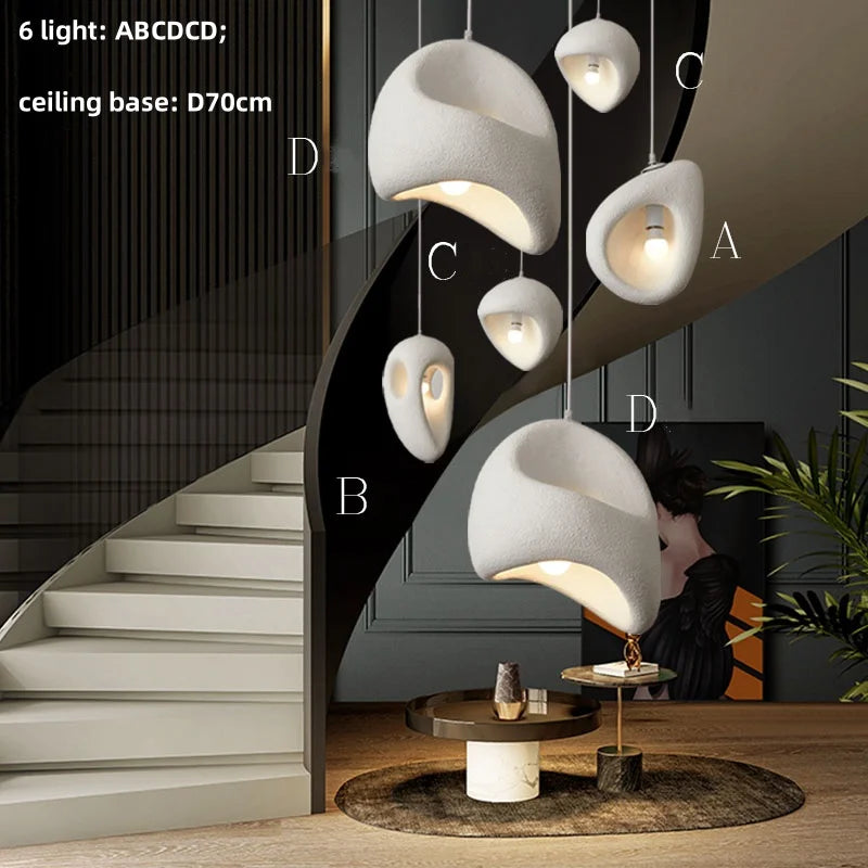 Nordic Villa Stairs Wabi Sabi E27 Led Pendant Lights
