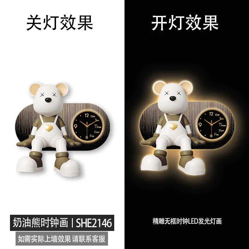 Creative Living Room Decoration Wall Clock Modern Design Cartoon Bear LED Clock Wall Painting Children Room Clock Luminous Mute - ๐๐ฎ ๐๐๐ ๐น๐๐๐๐ ๐ป๐๐๐๐ ๐๐
