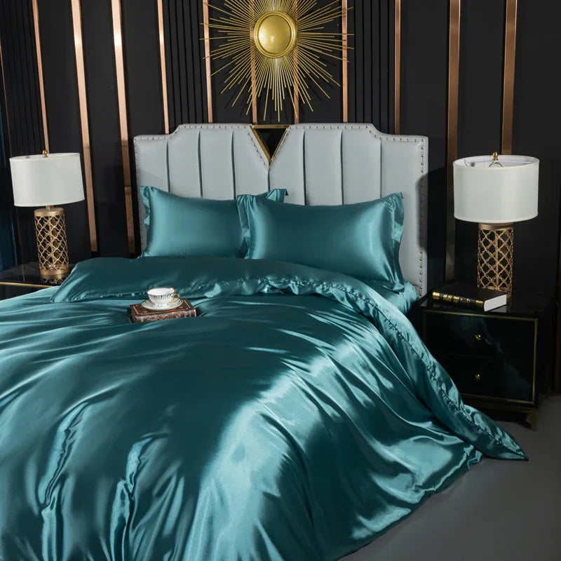 Luxury silk bedding set with duvet cover, fitted sheet, flat sheet, and pillowcases from ๐๐ ๐๐๐ ๐น๐๐๐๐ ๐ป๐๏ฟฝ