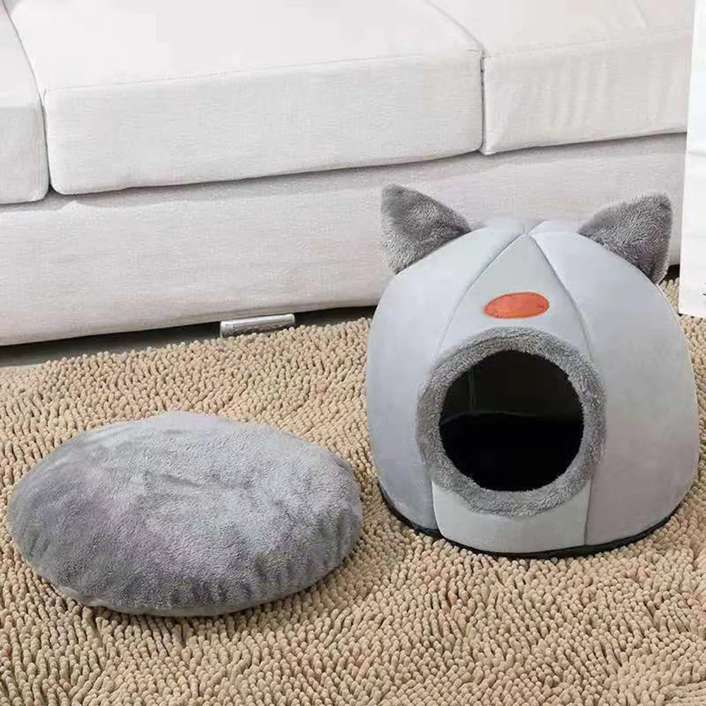 Pet bed with cat ears cat bed for small medium large cats Keep warm in winter Comfortable and soft Machine washable - https://mohammadcollection.com