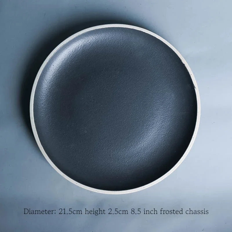 Black ceramic breakfast milk cup and deep steak soup plate set from 𝕄𝕔 𝕋𝕙𝕖 𝔹𝕝𝕒𝕔𝕜 𝔻𝕚𝕒𝕞�