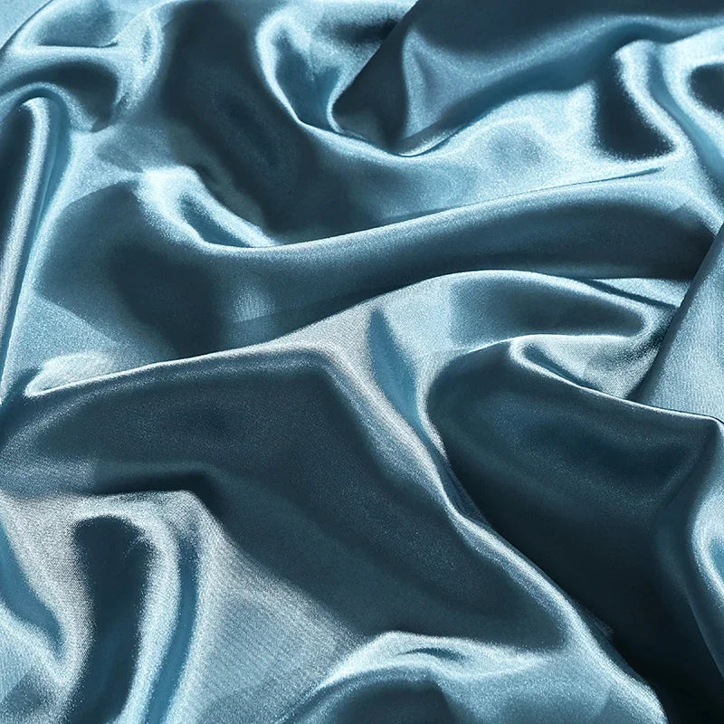Luxury silk bedding set with duvet cover, fitted sheet, flat sheet, and pillowcases in solid color by 𝕄𝕔 𝕋𝕙𝕖 𝔹𝕝𝕒𝕔𝕜 𝔻�