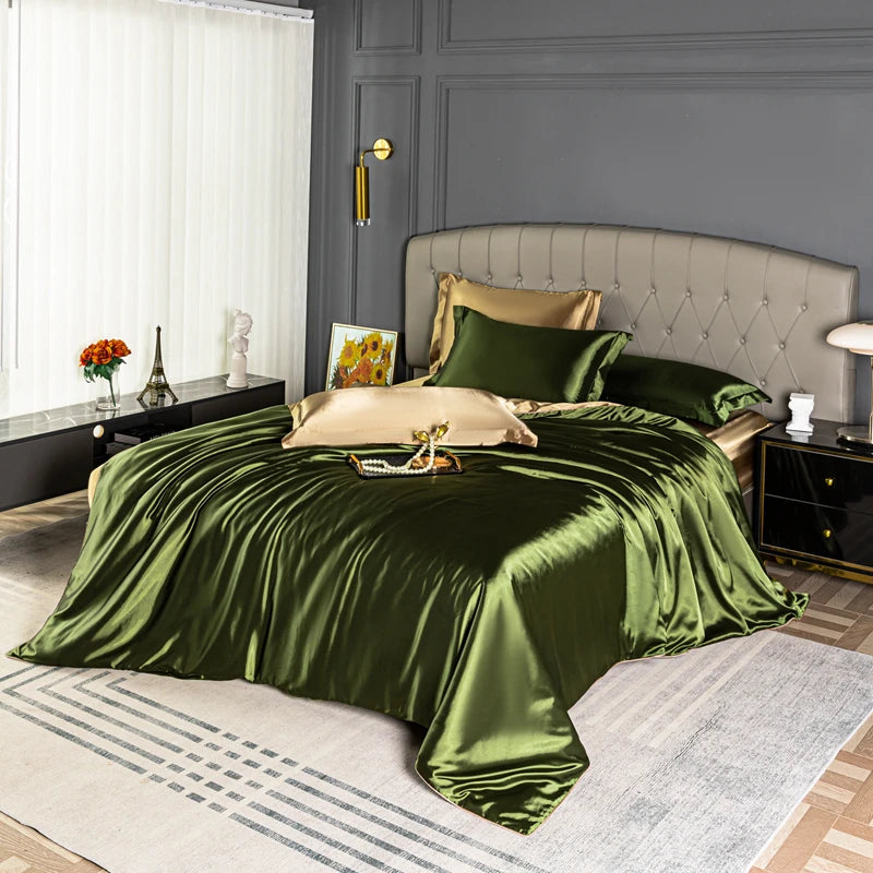 Black satin duvet cover from 𝕄𝕔 𝕋𝕙𝕖 𝔹𝕝𝕒𝕔𝕜 𝔻𝕚𝕒𝕞𝕠𝕟𝕕
