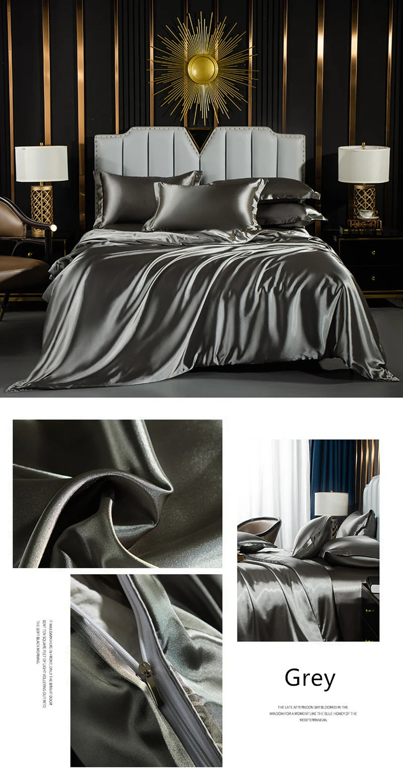 Luxury silk bedding set with duvet cover, flat and fitted sheets, and pillowcases by ๐๐ ๐๐๐ ๐น๐๐๐๐ ๐ป๐๐
