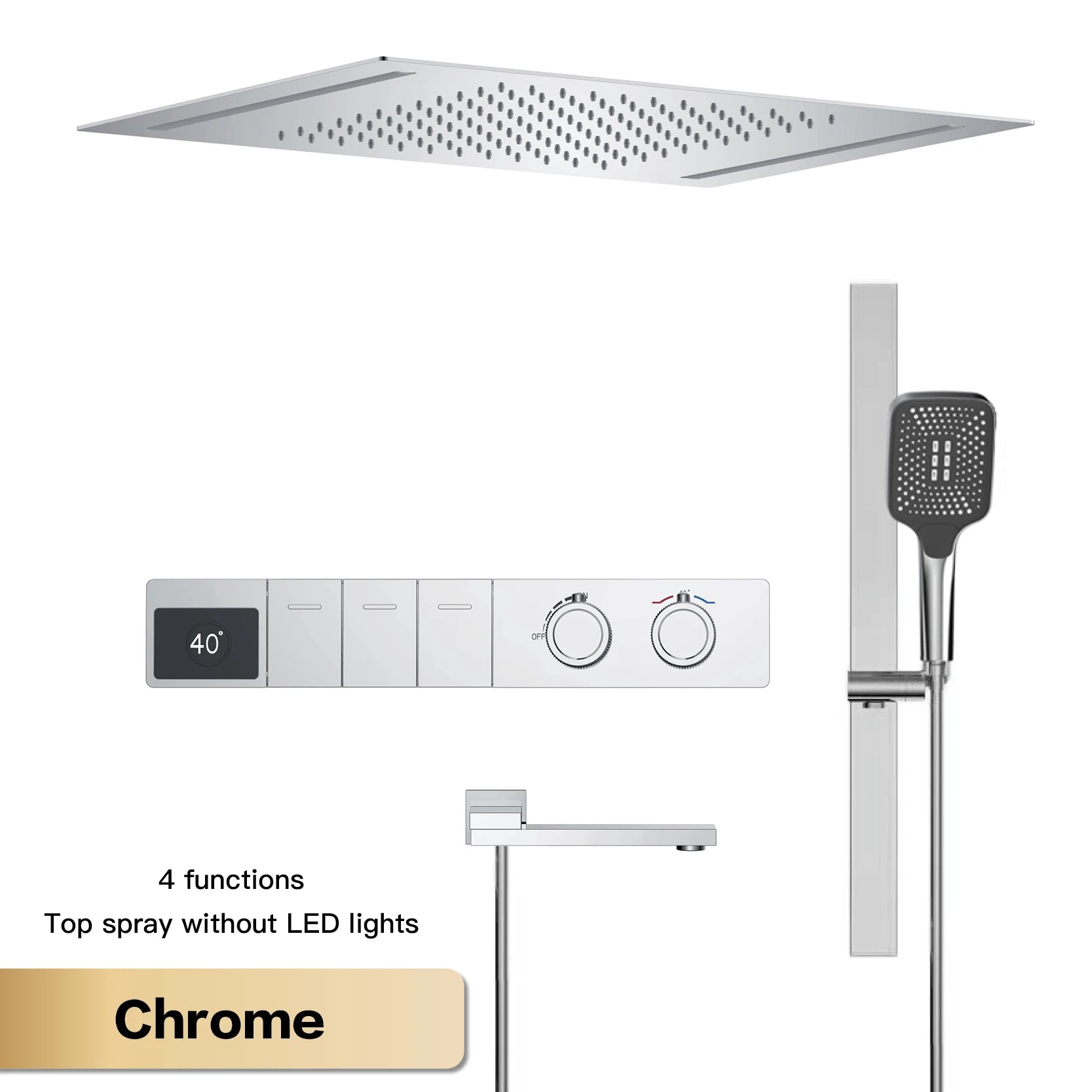 Luxury brass gun gray ceiling shower system with LED digital display, hot and cold water control, embedded bathroom faucet by šš ššš š¹šššš š»ļæ½