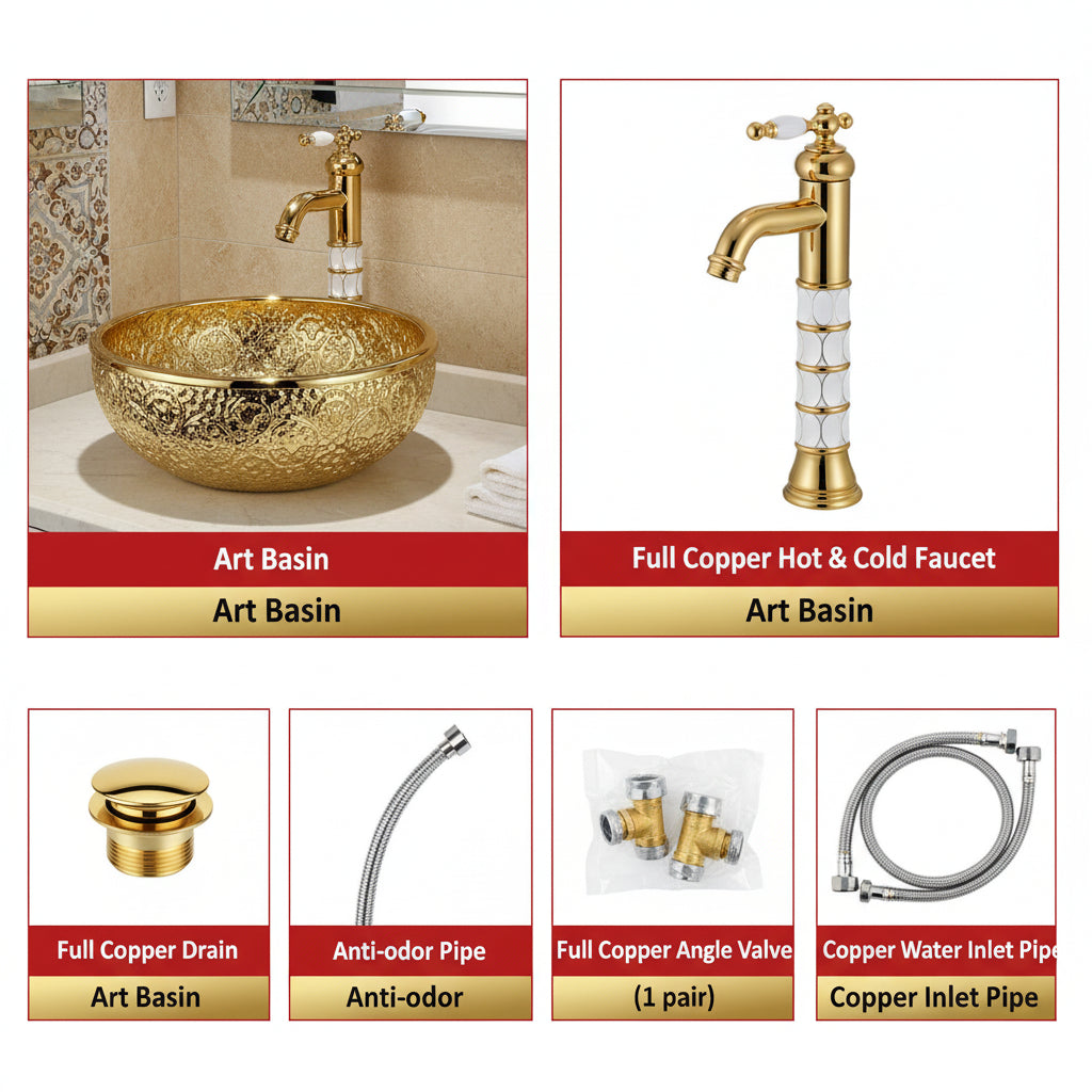 European gold-plated ceramic countertop vessel sink, small oval wash basin by šš ššš š¹šššš š»ššš