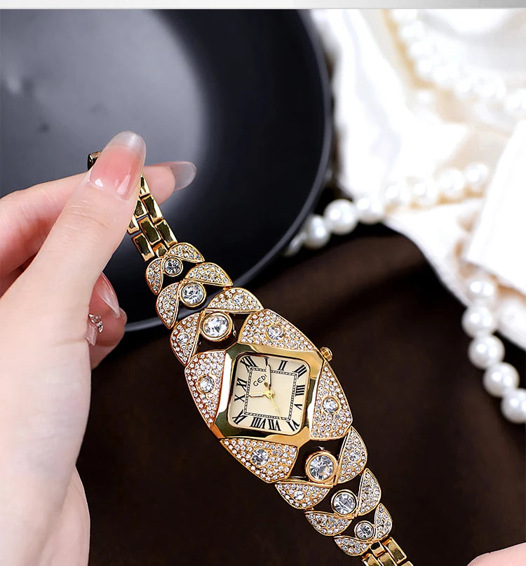 2025 New Women Watch Light Luxury Brand Diamond Inlaid Bracelet Watches Waterproof Ladies Fashion Quartz Clock Wristwatch Gift - https://mohammadcollection.com