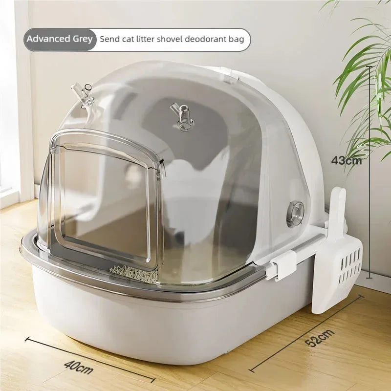 Cat litter box extra-large, fully semi enclosed drawer style