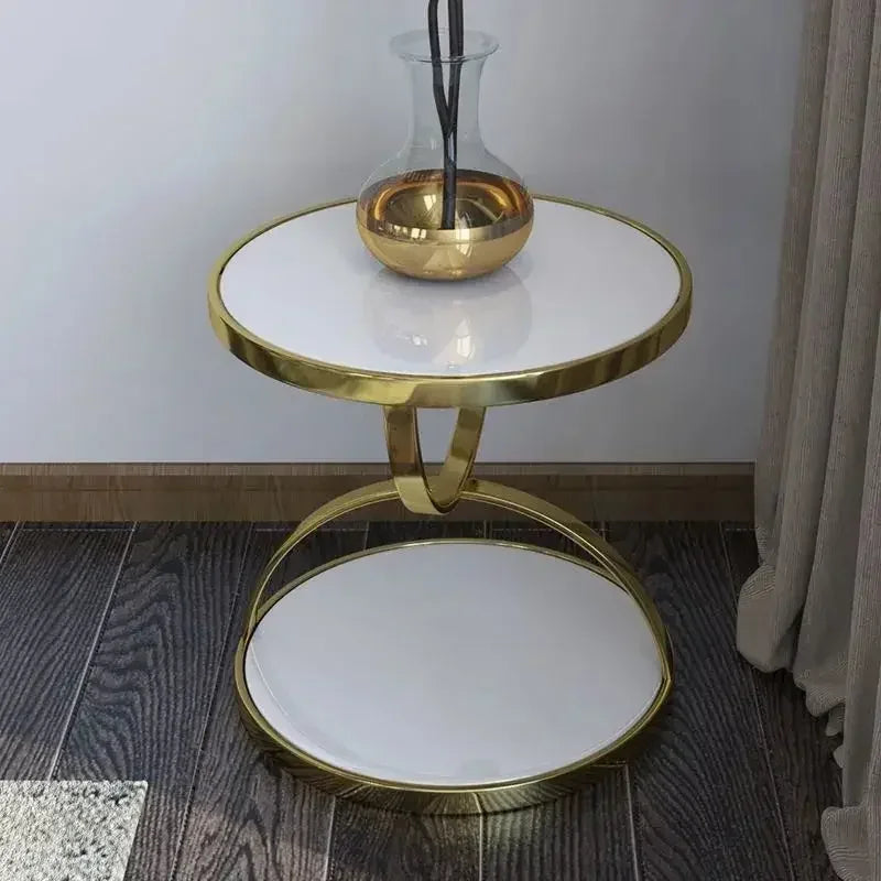 Modern round glass end table with stainless steel frame, stylish living room sofa side table by ๐๐ ๐๐๐ ๐น๐๐๐๐ ๐ป๐๐