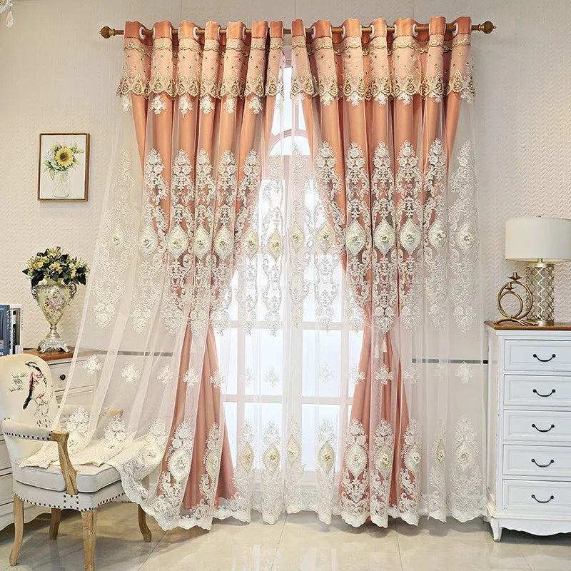 1PC Curtains,Luxury vintage-style embroidered curtains with 3D relief patterns, dual-layer design for privacy and light control - https://mohammadcollection.com