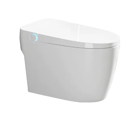 Intelligent black ceramic bath toilet with wireless remote control and cistern, designed for domestic and commercial use.
